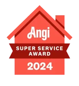 Angi 2024 Super Service Award badge for Supreme Garage Door Repair
