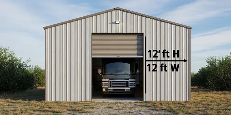 Oversized residential RV garage door shown at 12x12