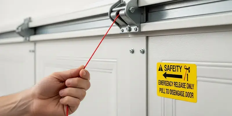 How to disengage a garage door using the red release handle