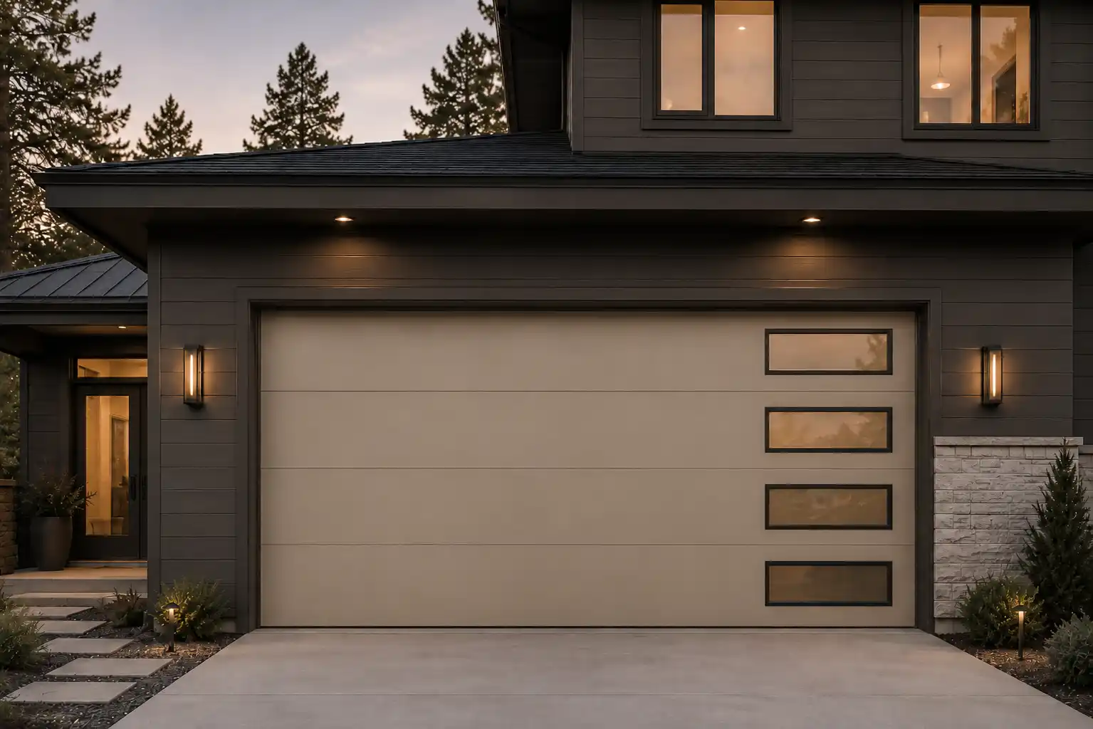 Modern garage door installation in DFW