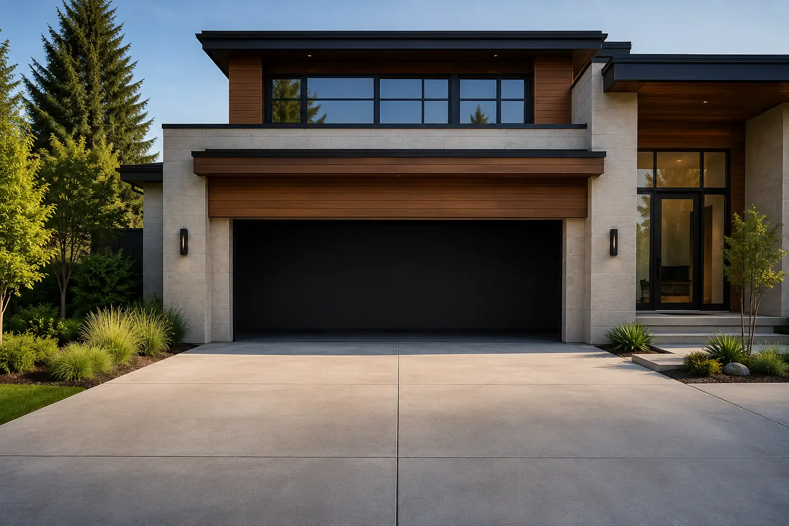 Modern Dallas home with double garage doors